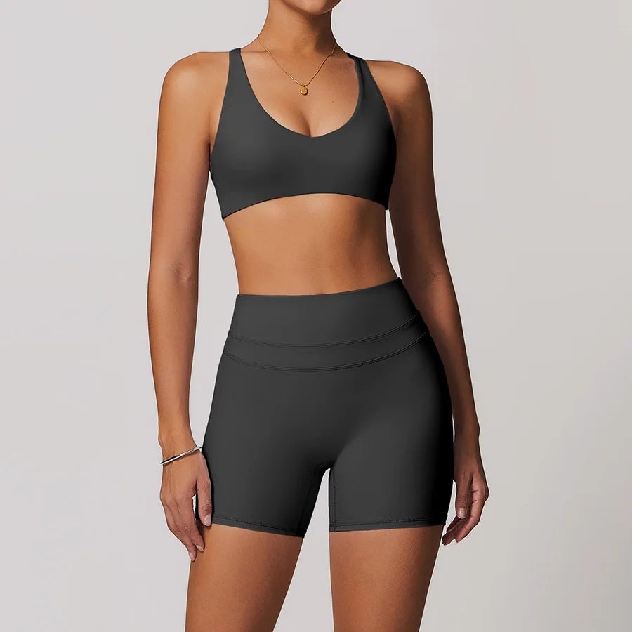 Yoga Set 2PCS Women Tracksuit Nude Feeling Workout Sets Gym Clothes Push Up Fitness Running Sportwear Sport Bra Leggings Suit