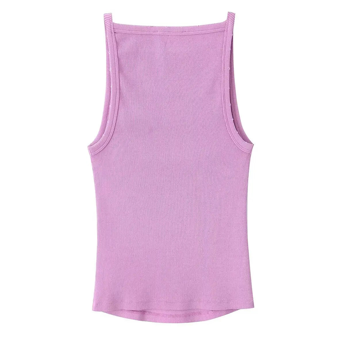 Women's Fashion Halter Neck Top Solid Color Round Neck Women Ribbed Slim Fit Wide Strap Sleeveless Top Casual Basic Tops WCQ7