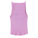 Women's Fashion Halter Neck Top Solid Color Round Neck Women Ribbed Slim Fit Wide Strap Sleeveless Top Casual Basic Tops WCQ7
