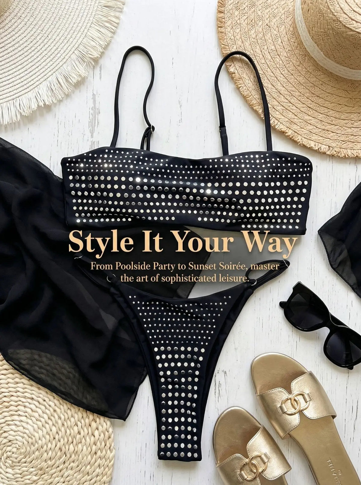 2026 Shiny Sequins Bandeau Bikini Women Swimwear Female Swimsuit Two-pieces Bikini Set Bather Bathing Suit Swim Lady Beachwear