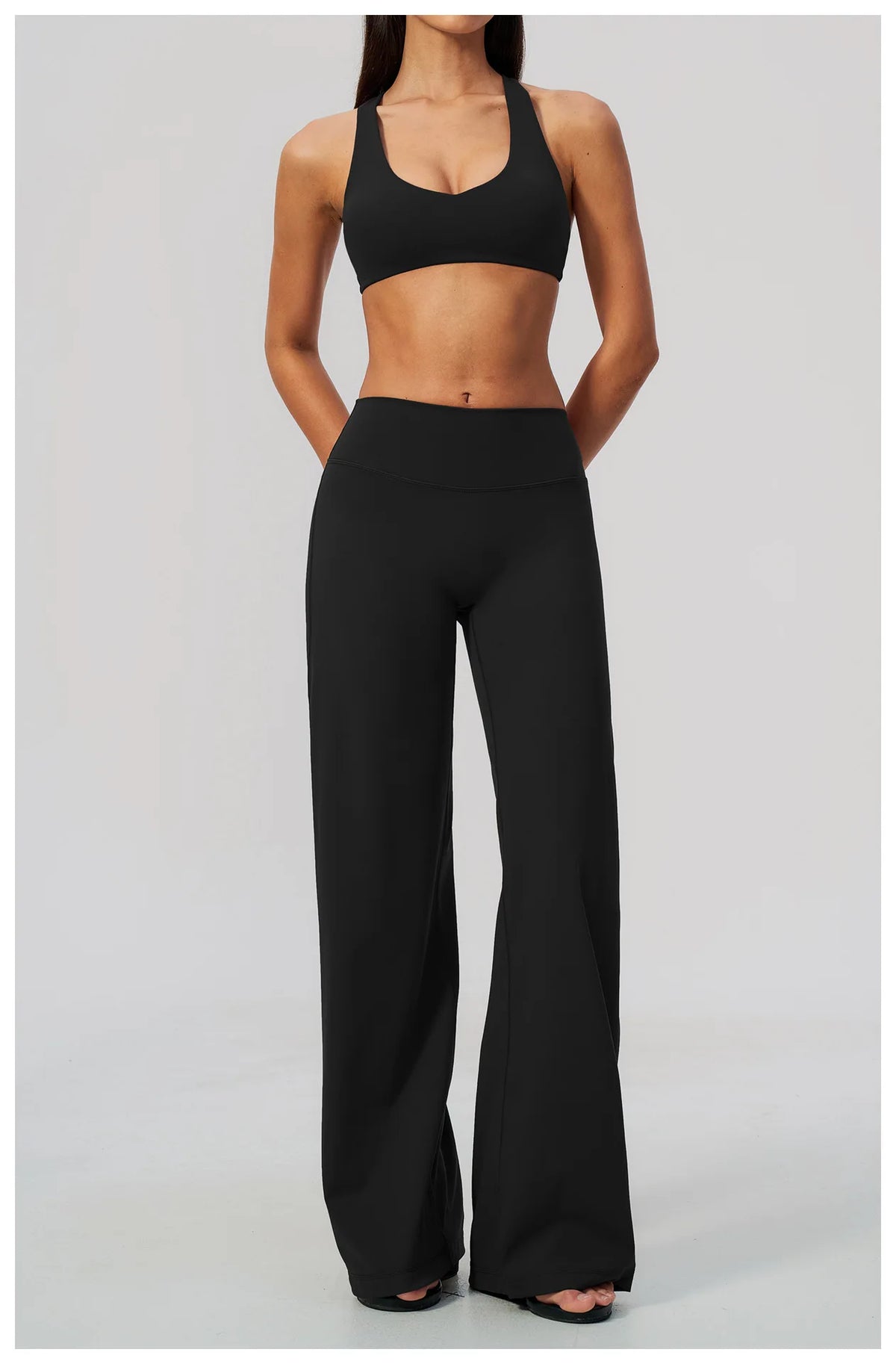 Summer 2 Piece Yoga Sets Women Tight Back Cross Sports Bra High Waist Peach Hip Wide Leg Pants Gym Running Fitness Workout Suits