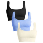 Women'S Ribbed Seamless Sports Bralettes,High Stretch Knit Fabric, Solid Color, with Removable Pads for All Seasons
