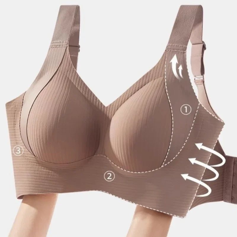 3Pcs/Set Push-Up Bras Women Padded Side Support Underwear Non-wire Bra Comfort Wide Straps Lingerie Plus Size Intimates M-4XL