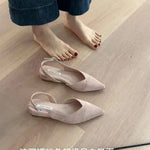 Concise Pointed Toe Square Low Heels Women Sandals Elegant Slingbacks Banquet Party Mule Shoes 2026 New