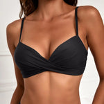 Sexy Bikini Tops Backless Butterfly Hook Design V-Neck Front Knotted Swimwear Tops Backless Bikini Bra