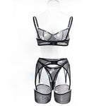 Toucheart Erotic Lingerie Comfortable Mesh Sexy Body Shaping Ultra-thin See-through Sexy Underwear Four-piece Set with Stockings
