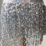 Belly Dancer Outfit Sequin Tassel Bra Top with Fringe Hip Scarf Set Sparkling Rave Party Costume for Women Girls