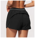 New Brushed Sports Shorts Women High Waist Fake Two Pieces of Anti Glare Shorts Leggings Casual Loose Pocket Fitness Sportwear