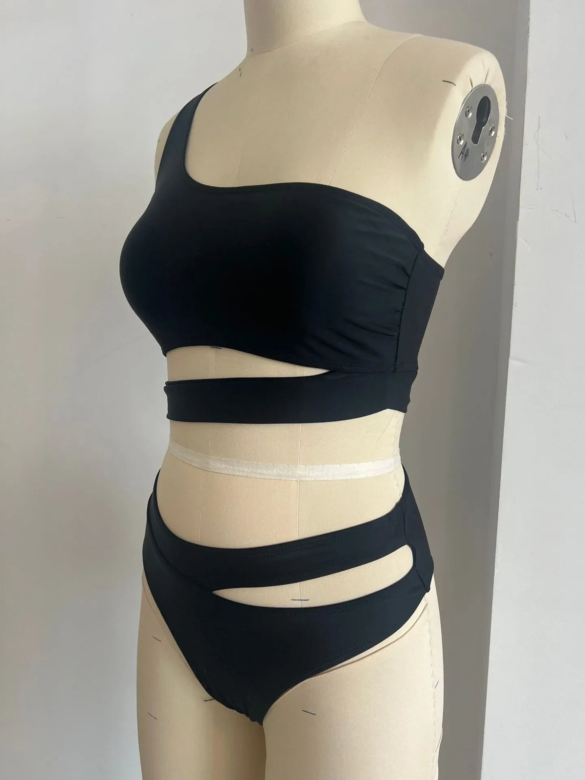 Woman 2026 Bikini One Shoulder Top Olive Green Bikinis High Waist Brief Side Cut Out Swimwear Solid Cropped Top Two Piece