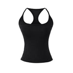 Early Spring New Style Hot Girl Pure Desire Sexy U-Neck Chest Pad Elastic Base Tank Solid Color Backless Sleeveless Top 6JYN
