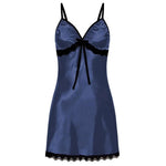 Sexy Nightgown Women's Lace Trim Sleepwear Ribbon Tie Chemise Lingerie Adjustable Strap Nightdress Silky & Comfortable New