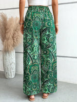 Women's 2026 Summer Versatile Printed Elastic Waist Wide Leg Pants