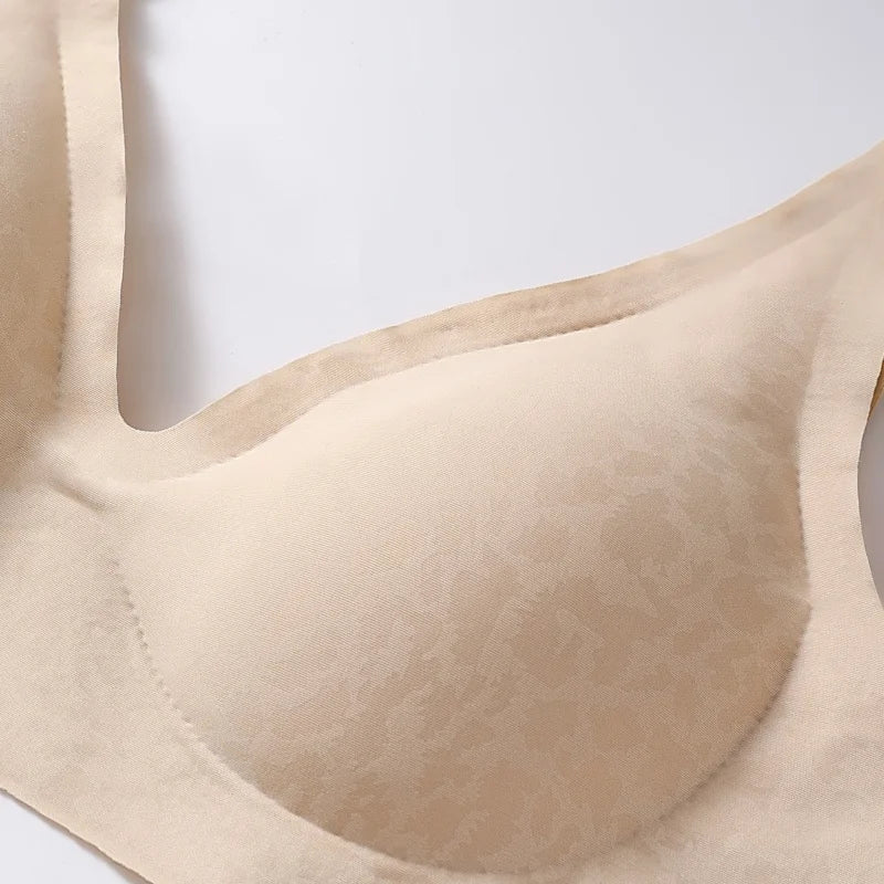 No-Show Seamless Bras For Women Non-wire V-neck Bralette Leopard Print Removable Pads Sports Underwear Sexy Lingerie S-5XL