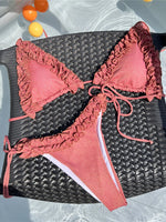 XS - L Shiny Frilled Halter Strappy Bikini Women Swimwear Female Swimsuit Two-pieces Bikini set Bather Bathing Suit Swim K7061