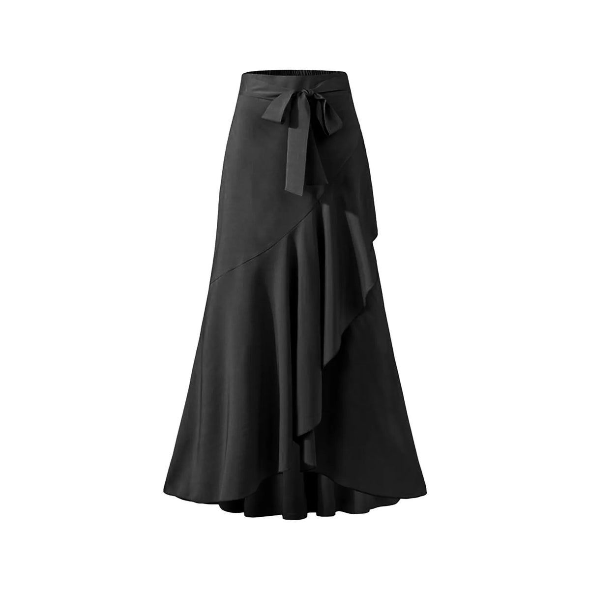 Irregular Ruffle Hem Sexy Skirt For Women Elegant Summer Wrapped Hip Fishtail Skirt High Waistband Solid Color Flowy Skirt