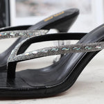 2025 Summer Flip Flops Crystal Slides Women 8cm High Heels Mules Crystal Glitter Block Low Heels Slippers Glitter Platform Shoes