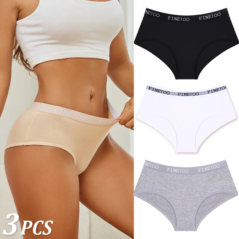 New 3Pcs Women's Cotton Briefs Letter Belt Underwear Women Panties Sexy Breathable Briefs Female Stretch Ladies Soft Lingerie