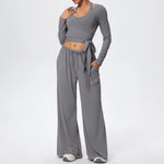 3 Pcs Women's Seamless Yoga Set Sports Fitness Gym Slim-Fit Long Sleeve & Tank Top Suits Workout Running Training Sets