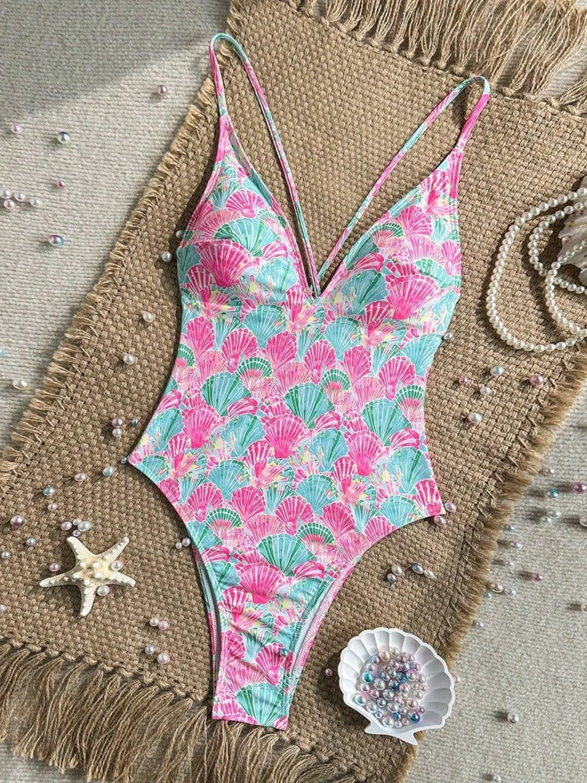 Sexy Pink Floral Print Swimwear Women 2026 Deep V Neck Slim Tummy Control One Piece Swimsuit Beach Hoiday Bathing Suit Monokini