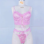 Fancy Lingerie Floral Lace Bra Set Bilizna Luxury Sensual Underwear Sexy Erotic Fairy Fine Lace See Through Exotic Sets