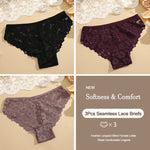 3Pcs Lace Sexy Transparent Panty Women's Panties Sexy Breathable Pink-Brown Series Underwear Female Low Waist Soild Lingerie