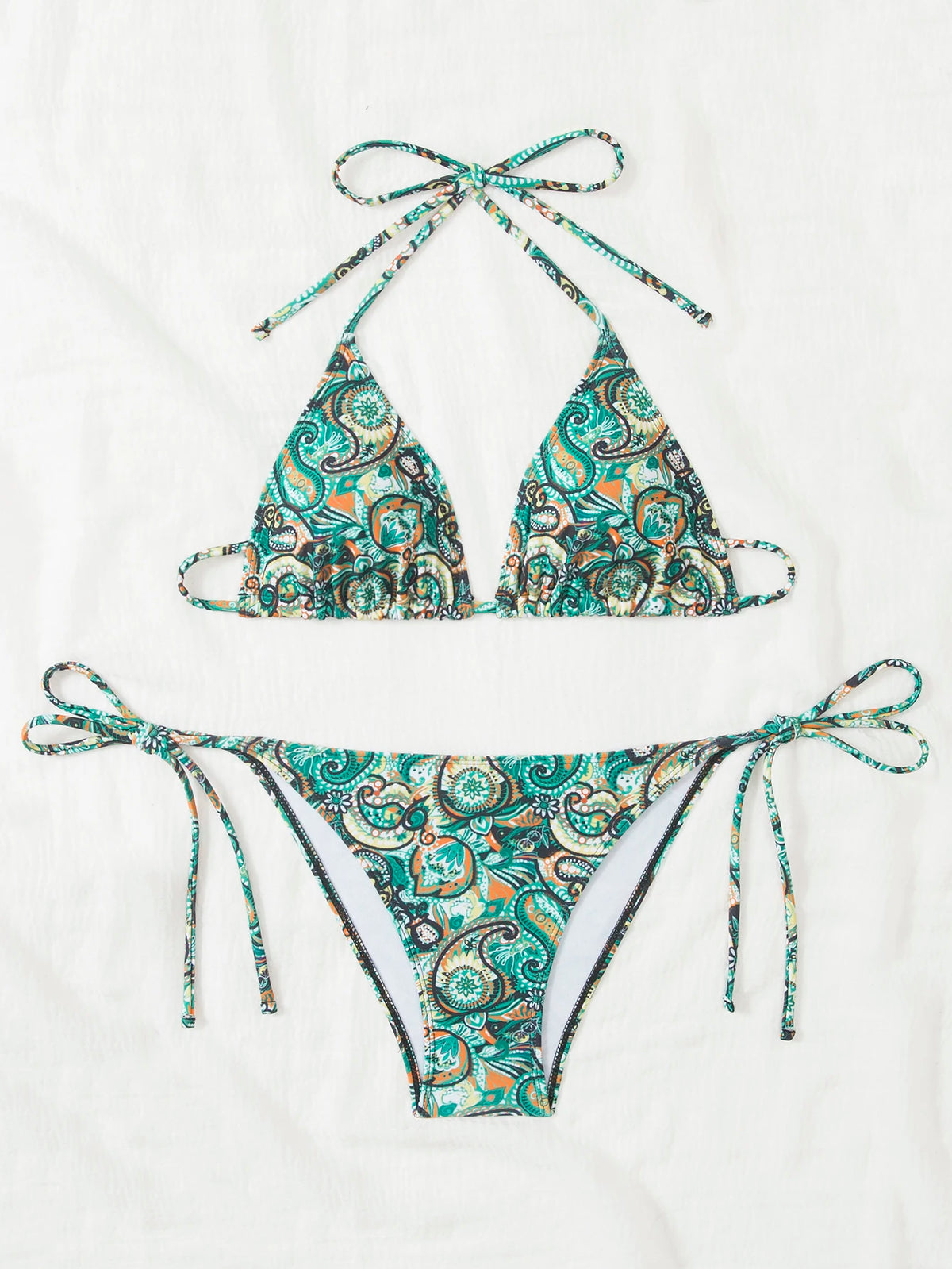 2026 Halter Triangle Bikinis Printed Swimsuit Women Sexy String Swimwear Female Bathers Swimming Bathing Swimming Swim Suit