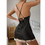 Off-the-shoulder Spaghetti-strap Summer Dress For Women Solid-coloured V-neck Mini Skirt Sexy Backless Women's Club Evening Gown