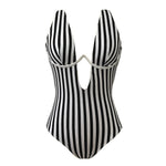 S - XL V shape Wire Striped Women Swimwear One Piece SwimsuitFemale V-bar Underwired Bather Bathing Suit Swim Monokini V472