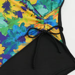 Vintage Black Tie Dye Gradient Swimwear Women 2026 V Neck Drawstring Slim Tummy Control One Piece Swimsuit Bathing Suit Monokini