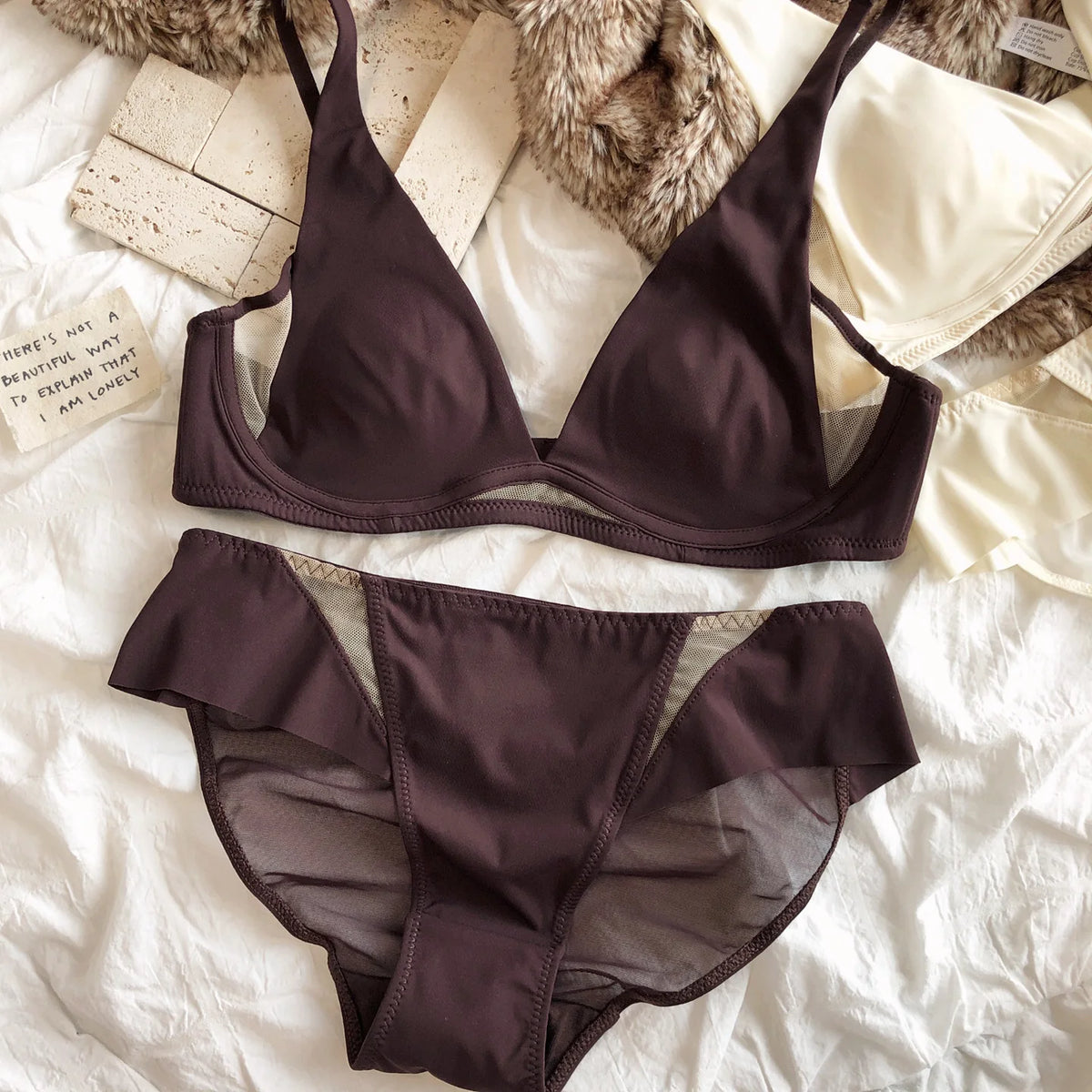 French Sexy Deep V Push Up Bra Set Women Ultra Thin Seamless Underwear High Quality Comfort Bralette Hollow Intimates Lingerie