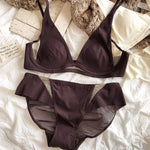 French Sexy Deep V Push Up Bra Set Women Ultra Thin Seamless Underwear High Quality Comfort Bralette Hollow Intimates Lingerie