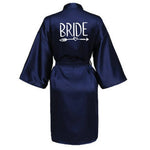 Wedding Party Team Bride Robe With Black Letters Kimono Satin Pajamas Bridesmaid Bathrobe SP004