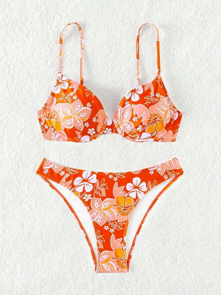 Strappy Underwire Bikinis 2025 Printed Floral Swimwear Female Sexy Swimsuit Women Bathers Bathing Swimming Swim Suit Beachwear