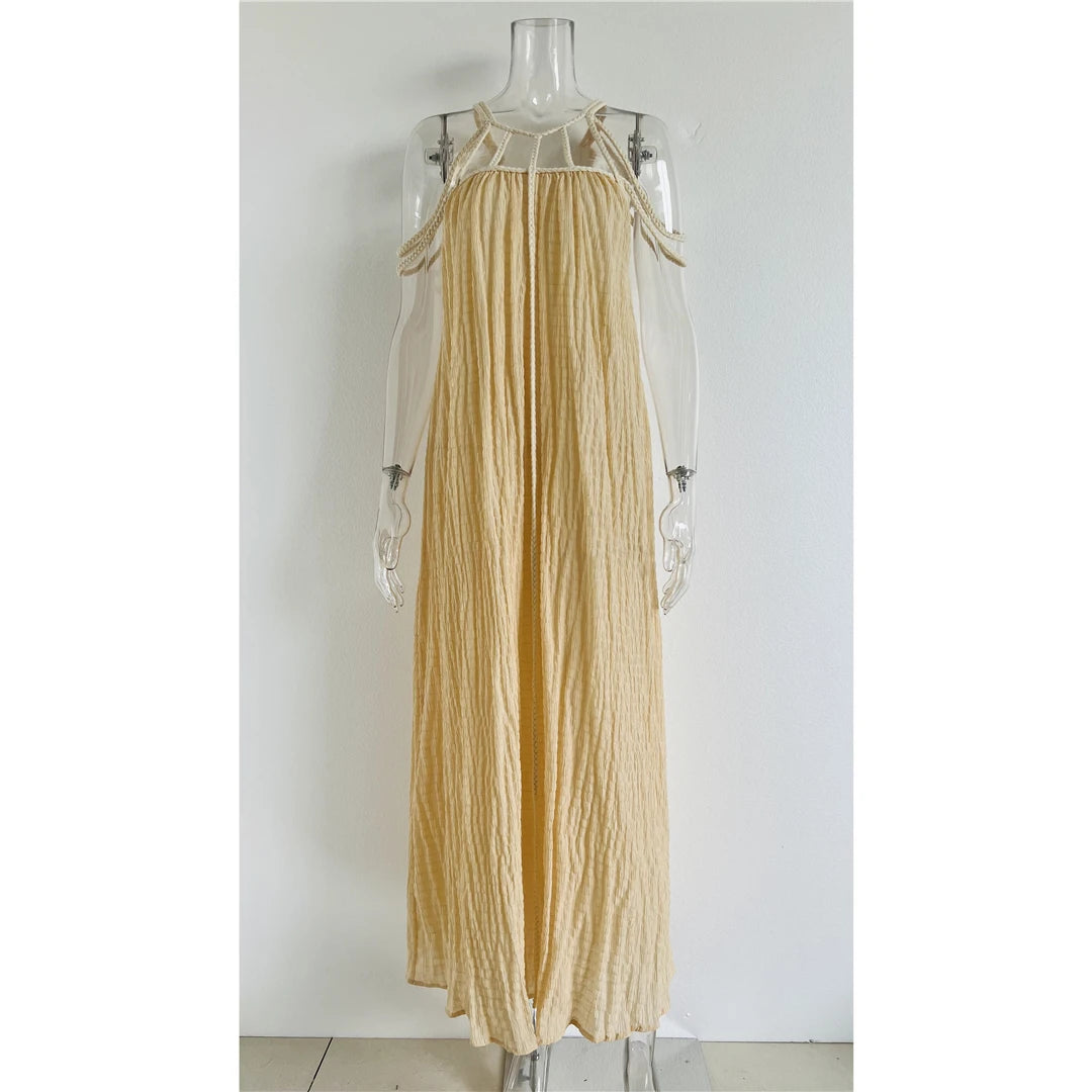 5 Colors Hollow Out Backless Crochet Knitted Tunic Beach Cover Up Cover-ups Beach Dress Beach Wear Beachwear Female Women V5429