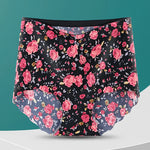 Women High Waist Panties Ice Silk Seamless Tummy Control Briefs Sexy Printing Flowers Soft Comfort Underwear Butt Lifter Panty