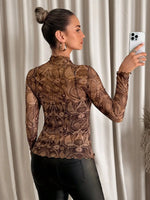 European and American style sexy leopard print mesh earrings tights T-shirt tops women's inner tops