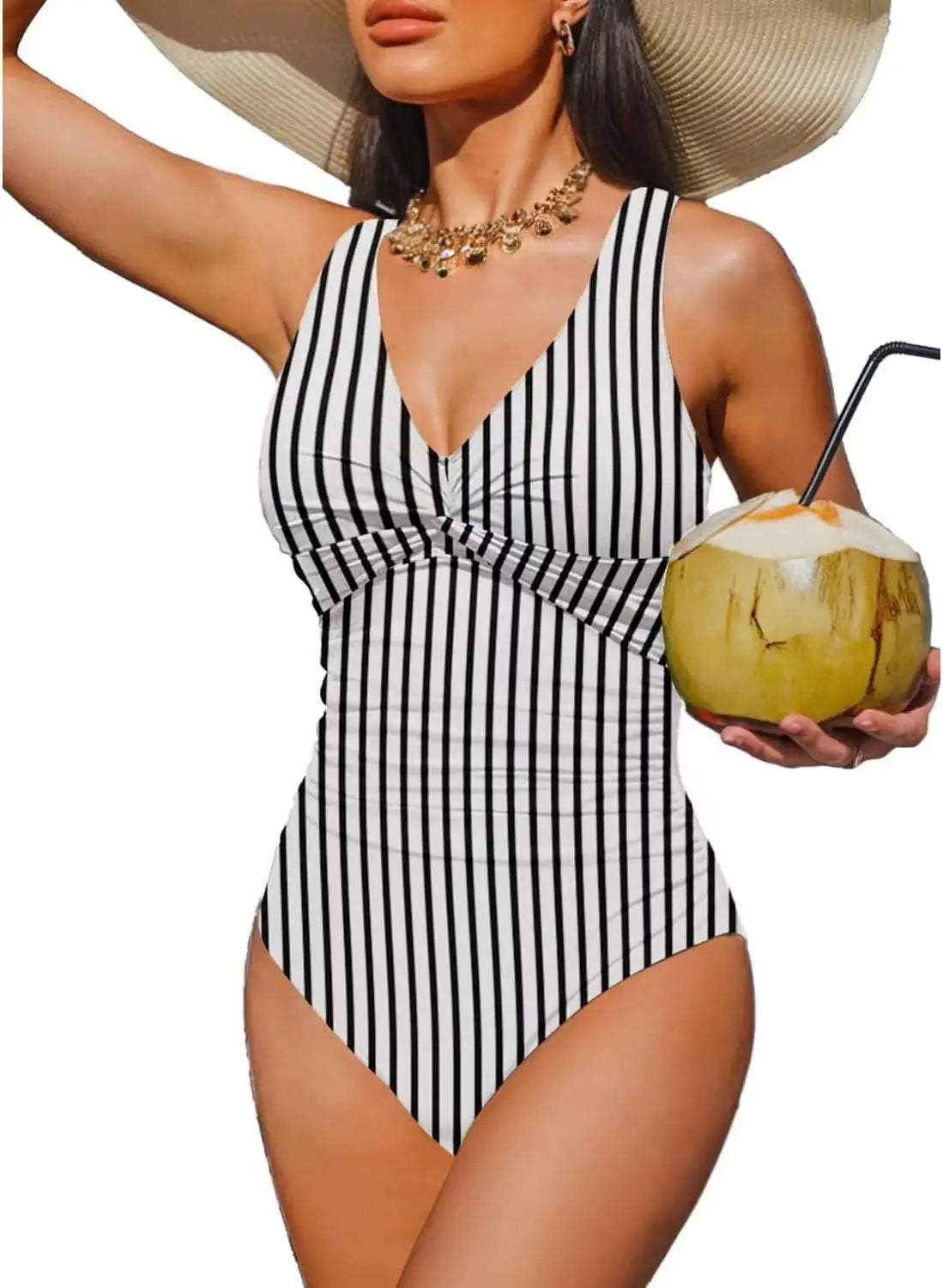 S - XXL Twist Front V Neck One Piece Swimsuit Women Swimwear Female Slim Monokini Backless Bathing Suit Swim Beachwear Bodysuit