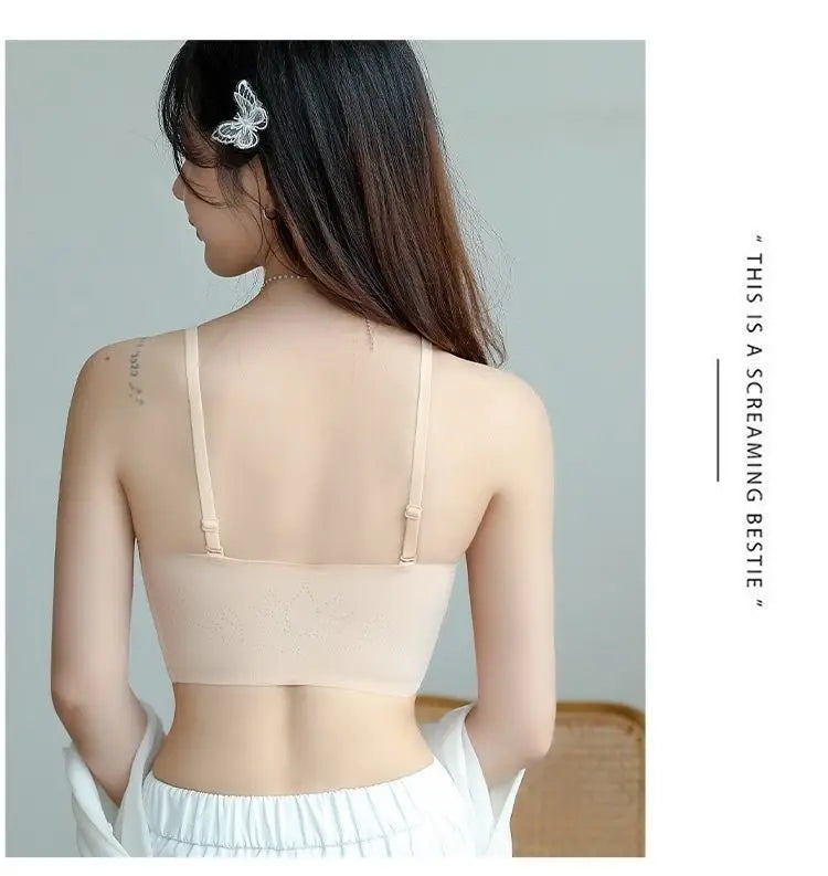 Summer Ice Silk No Trace Strapless Underwear Women Small Chest Gathering Non-slip Not Drop Breast Invisible Bra Cover Wipe Chest