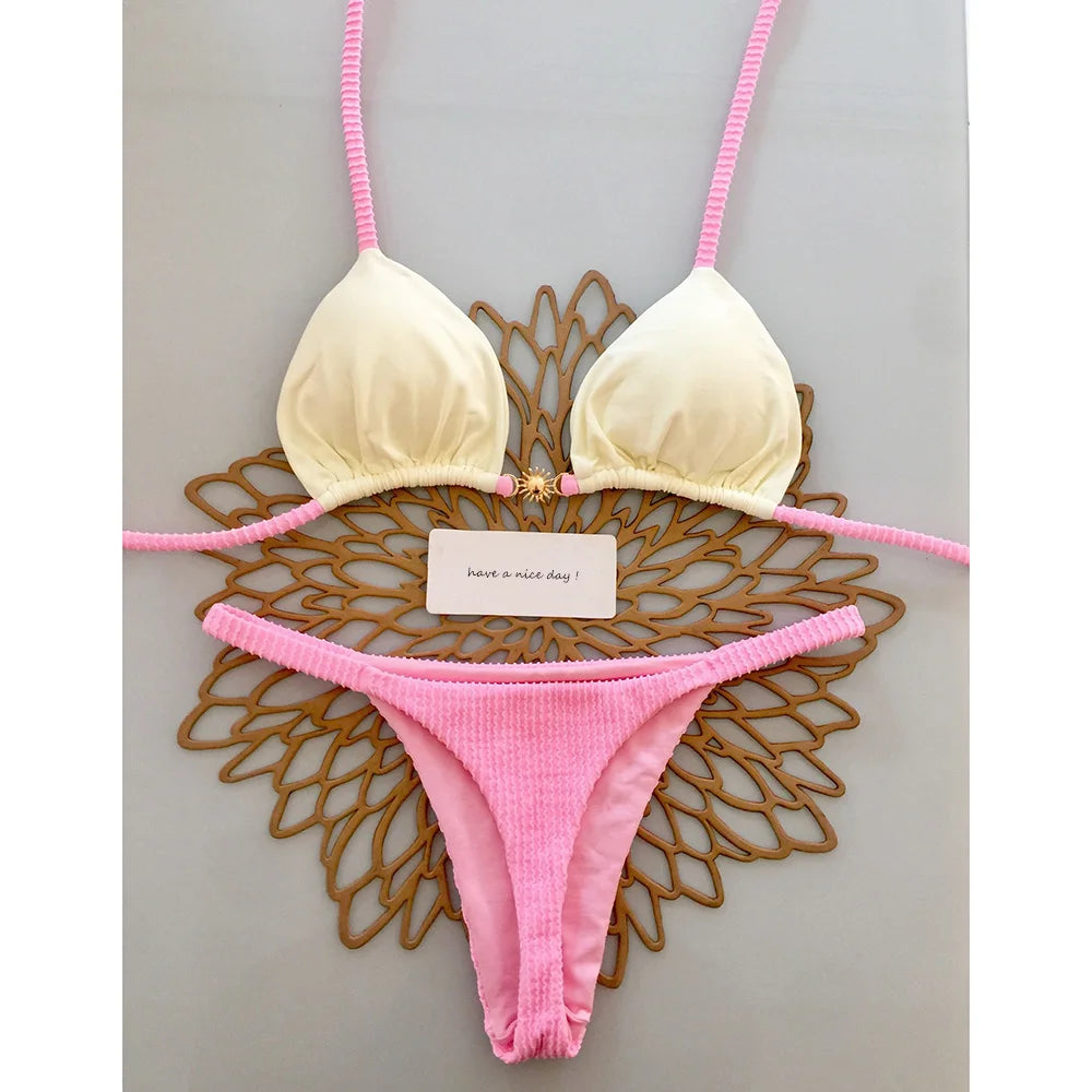 New Micro Bikinis Push Up Women Swimsuits Sexy Swimwear Brazilian Bikini Set Thong Biquini Solid Swimsuit Summer Beachwear