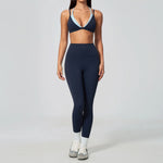 NCLAGEN Women Sportwear Fake 2 Piece Thin Strap Sports Suit Casual Running Bra Pants Workout Outfit Activewear Pilates Yoga Set