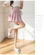 Women High Waist Pleated Skirt with Safety Shorts, Black A Line Mini Skort for Casual Office School Style Outfits
