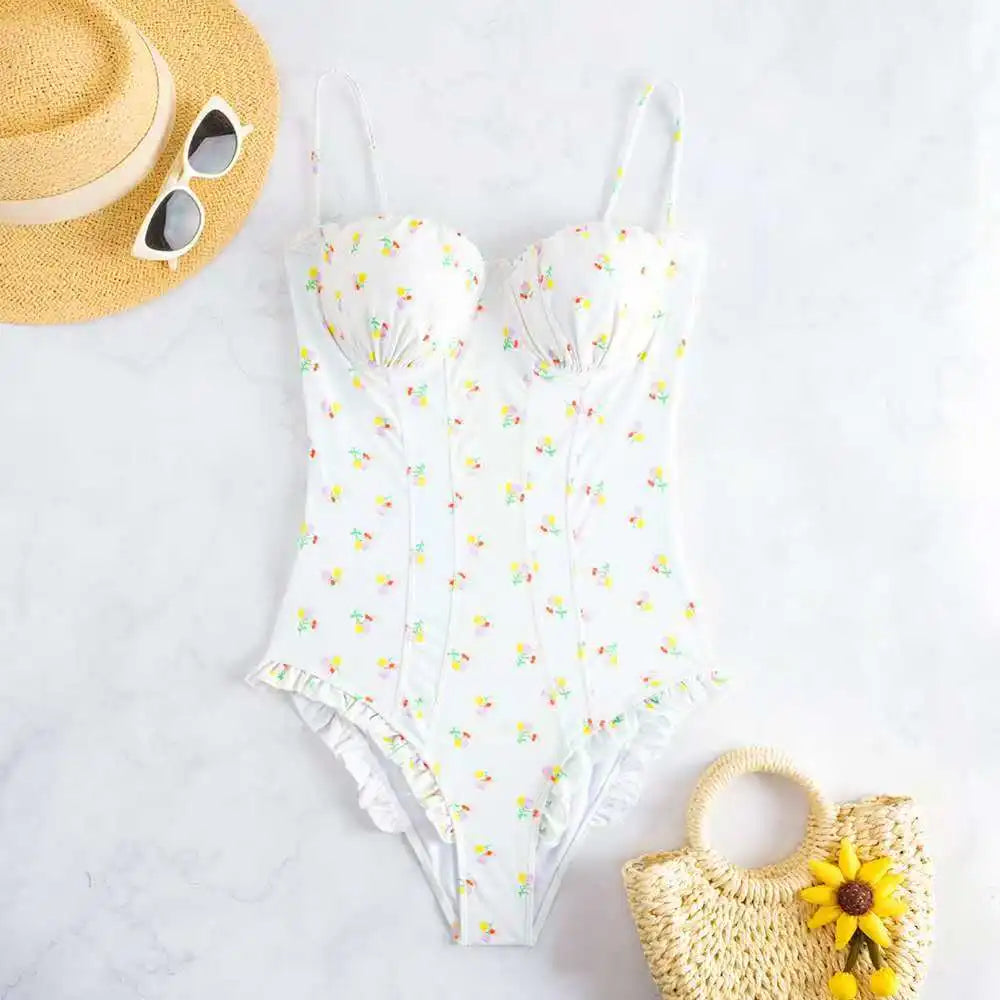 Push Up One Piece Swimsuit Female 2026 Swimwear Women Slim Bathing Suits Summer Beach Wear Frill Monokini Swimming Suit Black