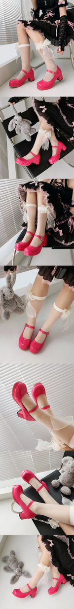 Plus Size 30-48 Mary Jane Shoes Women Sweet Lolita Round Toe Adjustable Buckle Strap Platform Thick Sole 5cm Block Heel Shoes