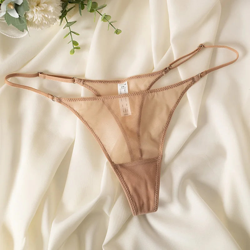 Lace Mesh Women Briefs Sexy Thong Transparent Panties Underwear Low Waist Girls G String Seamless Lingerie Fitness T Back