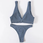 Women Seamless Bra And Panties Set Push Up Bras High Leg Cut Thongs Sport Wireless Brassiere Sexy Lingerie Ribbed Underwear