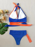 Solid Color Patchwork Bikini Set Adjustable Waist Belt 2 Piece Swimsuit for Women V-neck Halter Backless Beach Bathing Suit 2026