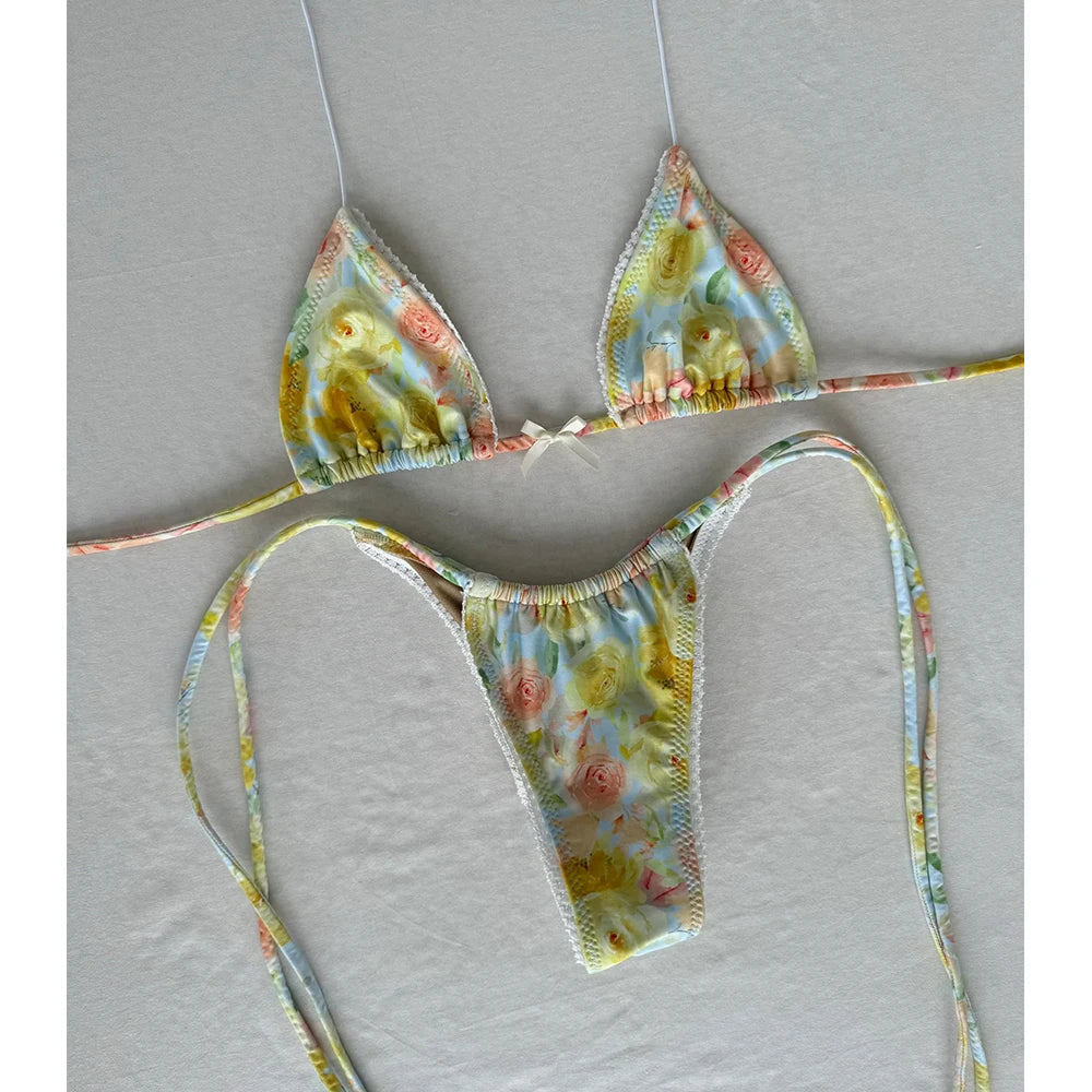 Sexy Print Micro Bikini 2026 Women Swimsuit Solid Swimwear Thong Bikinis Set Brazilian Beach Wear Bathing Suit Biquini Female