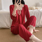 Women's Spring and Autumn Summer Ice Silk Long Sleeve Home Clothes Women's Silk Four Seasons Large Size Suit