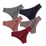 5PCS/Set Panties Women Seamless Underwear Low Rise Female Underpants Glossy Solid Color Briefs Comfort Invisible Underwear