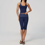 New Fake Two-piece Yoga Sets Women Striped Shock-absorbing Slim Sports Tank Top Fitness Suit Gym High Waist Mid Pants Tracksuit